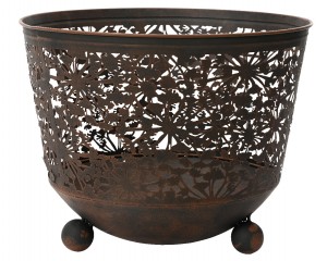 FIRE PIT ROUND BUCKET WITH HOGWEED CUT OUT